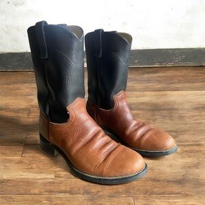 Vintage Texas Brand Western Boots Size 8D Made in USA  Leather Brown Black